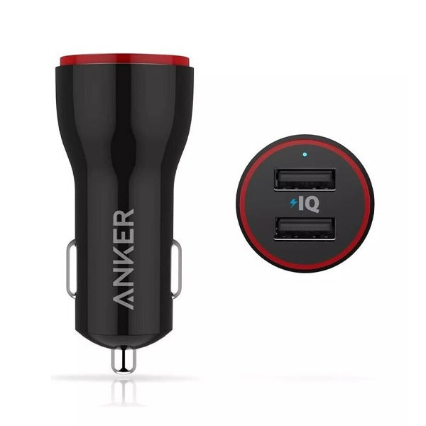 شاحن سيارة Power Drive بمنفذين بقوة 24 واط من Anker | أسود شاحن سيارة Power Drive بمنفذين بقوة 24 واط من Anker | أسود